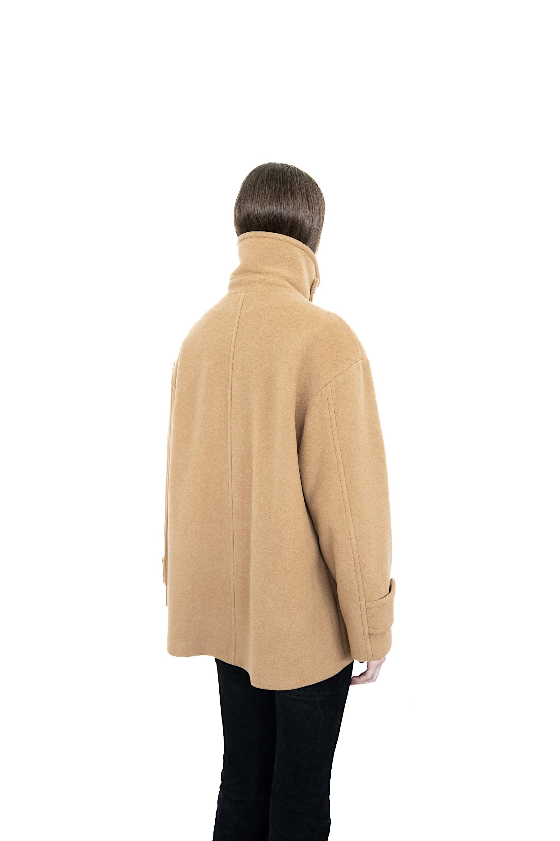 HIGH NECK WOOL COAT BEIGE