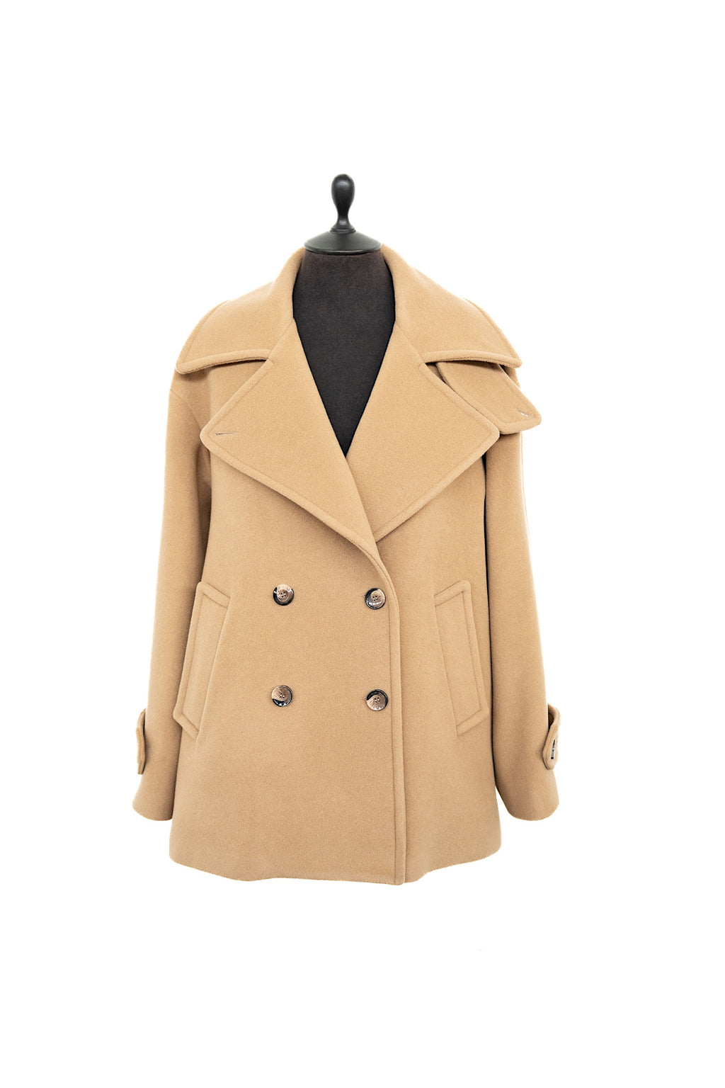 HIGH NECK WOOL COAT BEIGE